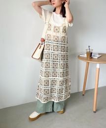 クロシェ編み Iラインキャミワンピース