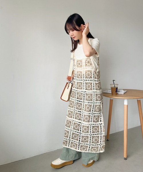 【Massimo dutti】クロシェキャミソールワンピース SLOW／一部店舗限定】カットジャカード キャミソール