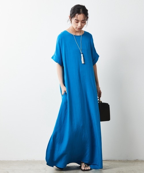 CHIC STYLE(シックスタイル)の「【販売終了】<大きいサイズ>レーヨン麻2WAYフレンチスリーブマキシワンピース シックスタイル(ワンピース・レディース・ブラック/ブルー/グリーン・L/LL/3L/4L/5L)」の4枚目の写真