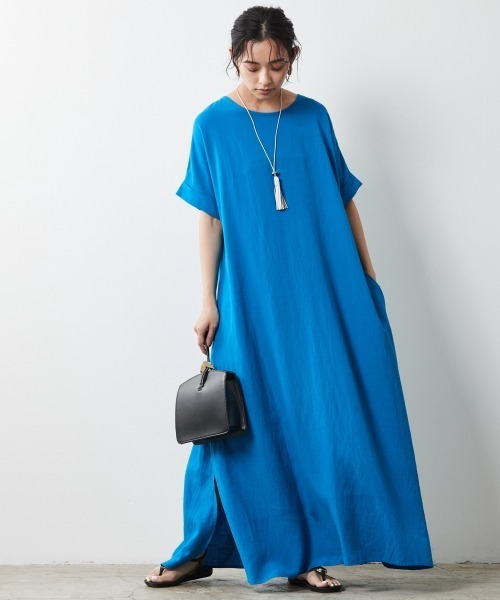 CHIC STYLE(シックスタイル)の「【販売終了】<大きいサイズ>レーヨン麻2WAYフレンチスリーブマキシワンピース シックスタイル(ワンピース・レディース・ブラック/ブルー/グリーン・L/LL/3L/4L/5L)」の9枚目の写真