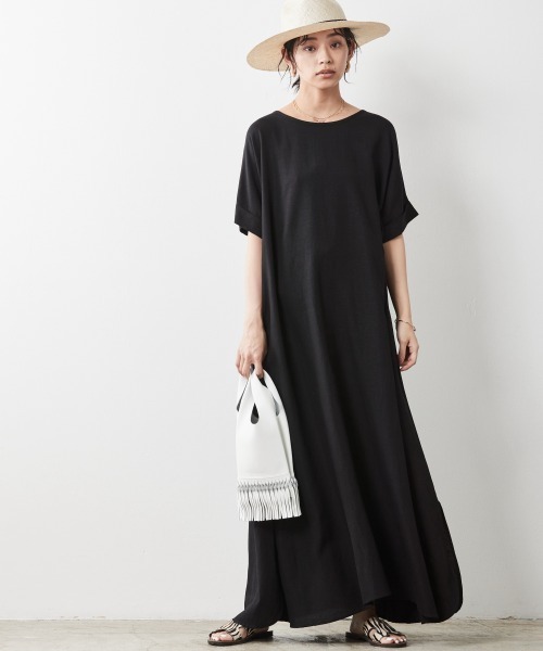 CHIC STYLE(シックスタイル)の「【販売終了】<大きいサイズ>レーヨン麻2WAYフレンチスリーブマキシワンピース シックスタイル(ワンピース・レディース・ブラック/ブルー/グリーン・L/LL/3L/4L/5L)」の8枚目の写真