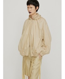 Pinch-Pleated Two-way Zipper Cotton Jacket