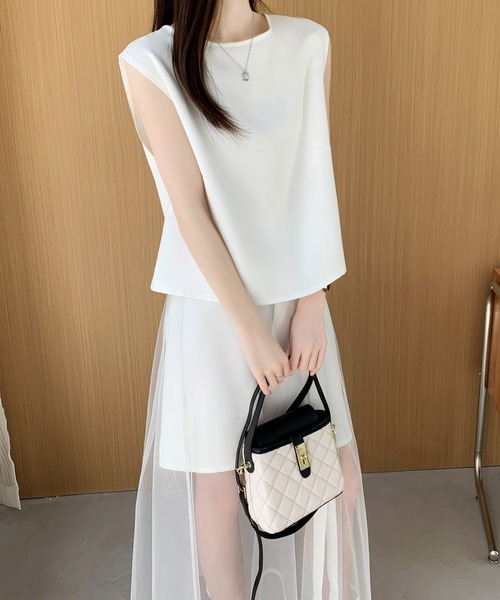 ABITOKYO(アビトーキョー)の「ノースリーブブラウス&シアーメッシュスカパンセットアップ(セットアップ・レディース・ホワイト/ブラック/ブラウン・S/M)」の10枚目の写真