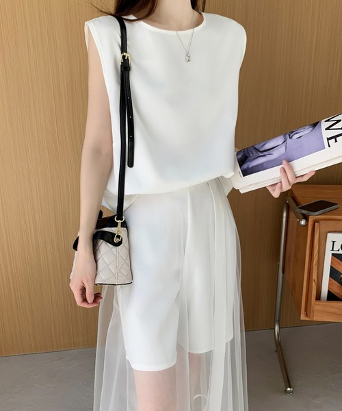 ABITOKYO(アビトーキョー)の「ノースリーブブラウス&シアーメッシュスカパンセットアップ(セットアップ・レディース・ホワイト/ブラック/ブラウン・S/M)」の14枚目の写真