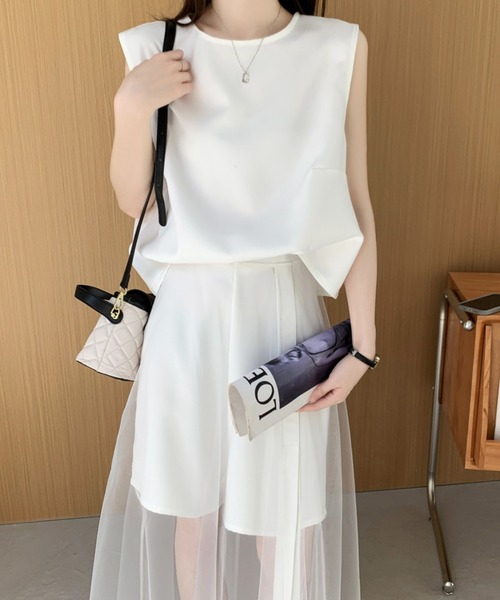 ABITOKYO(アビトーキョー)の「ノースリーブブラウス&シアーメッシュスカパンセットアップ(セットアップ・レディース・ホワイト/ブラック/ブラウン・S/M)」の18枚目の写真