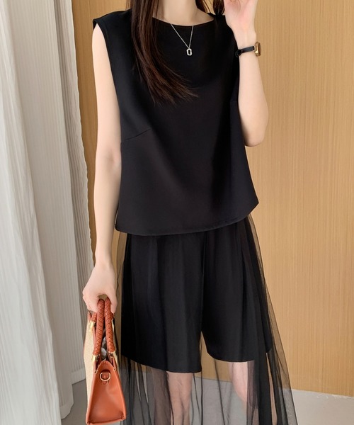 ABITOKYO(アビトーキョー)の「ノースリーブブラウス&シアーメッシュスカパンセットアップ(セットアップ・レディース・ホワイト/ブラック/ブラウン・S/M)」の11枚目の写真