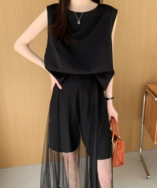 ABITOKYO(アビトーキョー)の「ノースリーブブラウス&シアーメッシュスカパンセットアップ(セットアップ・レディース・ホワイト/ブラック/ブラウン・S/M)」の16枚目の写真