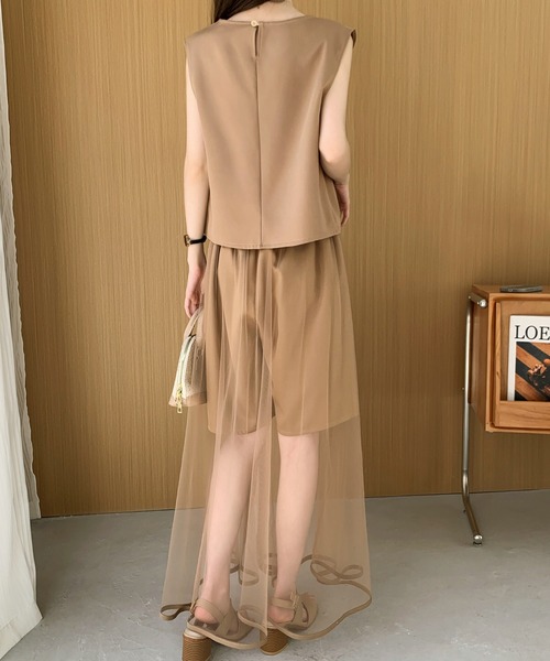ABITOKYO(アビトーキョー)の「ノースリーブブラウス&シアーメッシュスカパンセットアップ(セットアップ・レディース・ホワイト/ブラック/ブラウン・S/M)」の7枚目の写真