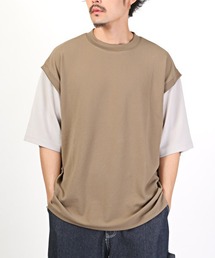 カットジョーゼットフェイクレイヤードTシャツ