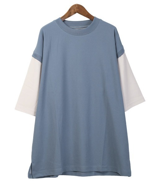 LUXSTYLE（ラグスタイル）の「カットジョーゼットフェイクレイヤードTシャツ（Tシャツ/カットソー・メンズ・ベージュ/ブルー/グレー/ブラック・L/M）」の11枚目の写真
