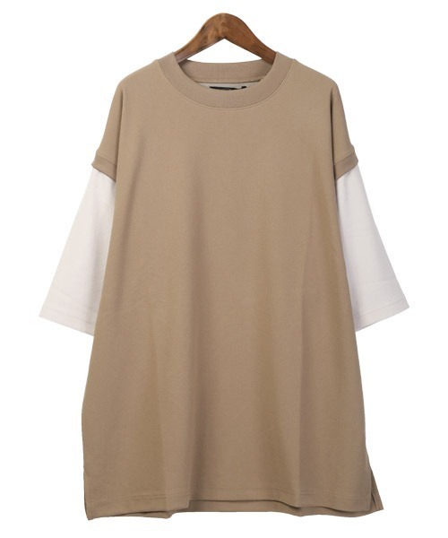 LUXSTYLE（ラグスタイル）の「カットジョーゼットフェイクレイヤードTシャツ（Tシャツ/カットソー・メンズ・ベージュ/ブルー/グレー/ブラック・L/M）」の14枚目の写真