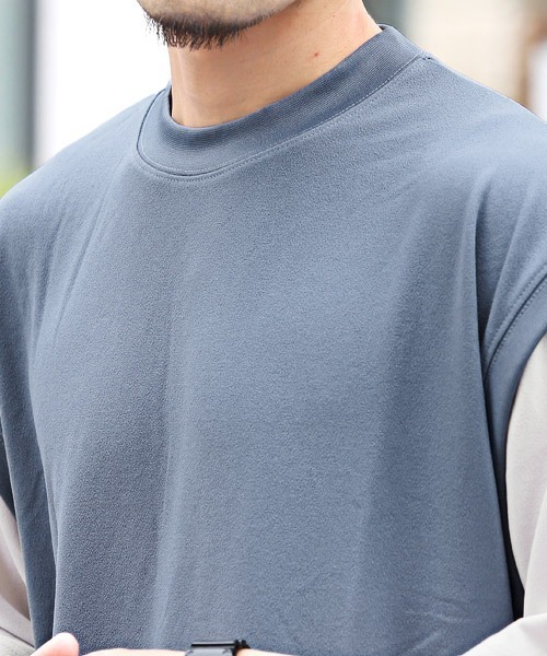 LUXSTYLE（ラグスタイル）の「カットジョーゼットフェイクレイヤードTシャツ（Tシャツ/カットソー・メンズ・ベージュ/ブルー/グレー/ブラック・L/M）」の15枚目の写真