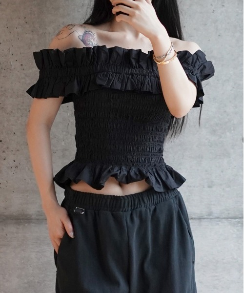 GANNI ガニー　トップス　黒 GANNI ガニー トップス 黒 GANNI ガニー Black Sheer Jacquard