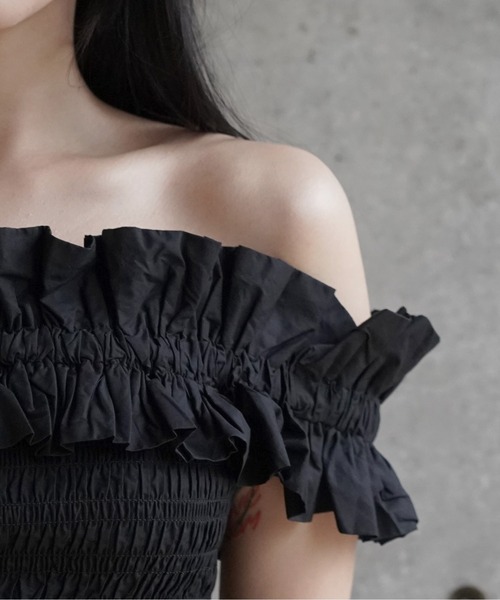 新品 ２３SS ガニー コットンポプリンクロップドスモックトップ ブラック 新品 23SS ガニー コットンポプリンクロップドスモックトップ