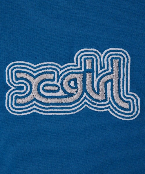 X-girl（エックスガール）の「OUTLINE MILLS LOGO EMBROIDERY S/S BABY TEE（Tシャツ/カットソー・レディース・ホワイト/ブルー/ブラック・M/S）」の8枚目の写真