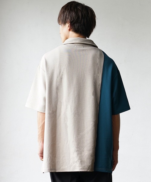 MinoriTY(マイノリティ)の「【MinoriTY】さらさら梨地素材バイカラー切り替えビッグポロシャツ 半袖ポロシャツ オーバーサイズ メンズ ルーズシルエット 夏服(ポロシャツ・メンズ・ベージュ/ホワイト/ブラック・S/M/L)」の21枚目の写真
