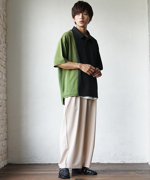 セール】【MinoriTY】さらさら梨地素材バイカラー切り替えビッグ