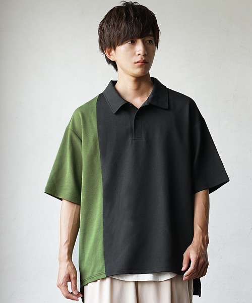 MinoriTY(マイノリティ)の「【MinoriTY】さらさら梨地素材バイカラー切り替えビッグポロシャツ 半袖ポロシャツ オーバーサイズ メンズ ルーズシルエット 夏服(ポロシャツ・メンズ・ベージュ/ホワイト/ブラック・S/M/L)」の13枚目の写真