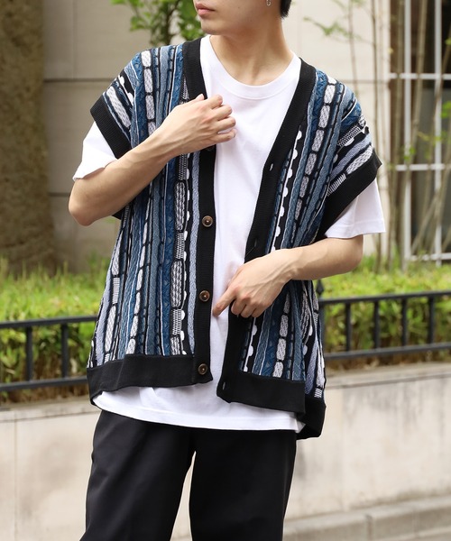 SIDO ブラック ライトダブルニットベスト3D L size ROOPTOKYO（ループトウキョウ）の「3D ニットベスト（ベスト）」 - WEAR