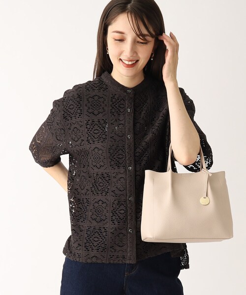 index（インデックス）の「◆【2WAY/軽量】フェイクレザーミドルサイズトートバッグ（トートバッグ・レディース・ライトベージュ/ライトグレー/ブラック・00）」の17枚目の写真