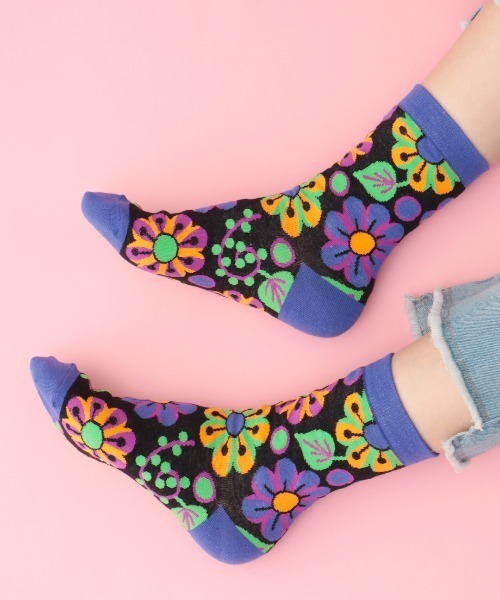 チチカカ（チチカカ）の「アヤクーチョモチーフソックス 23-25cm（ソックス/靴下・レディース・ブルー/ブラック/オリーブ・FREE）」の2枚目の写真