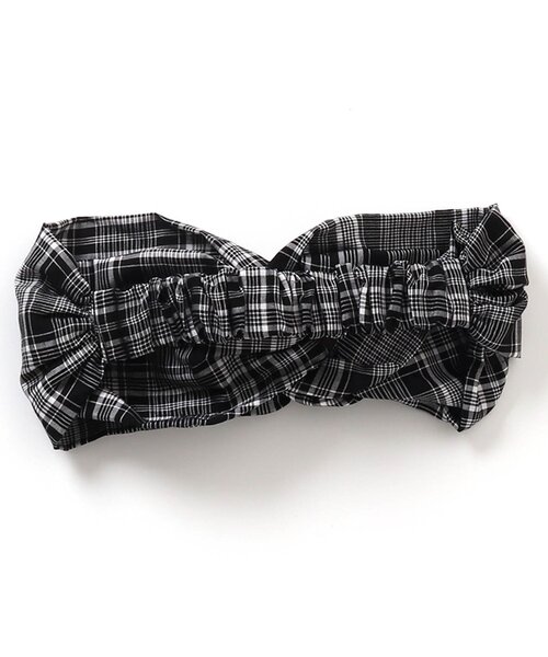 apres les cours（アプレレクール）の「ツイストヘアバンド（ヘアバンド・キッズ・ベージュ/ブラック/チェック・56）」の6枚目の写真