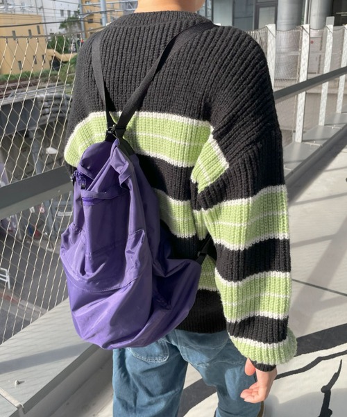 B.R.U（ブル）の「【ウィメンズ】個性派デザイン コントラストボーダーニット（ニット/セーター・メンズ・グレー/ブラック・FREE）」の21枚目の写真