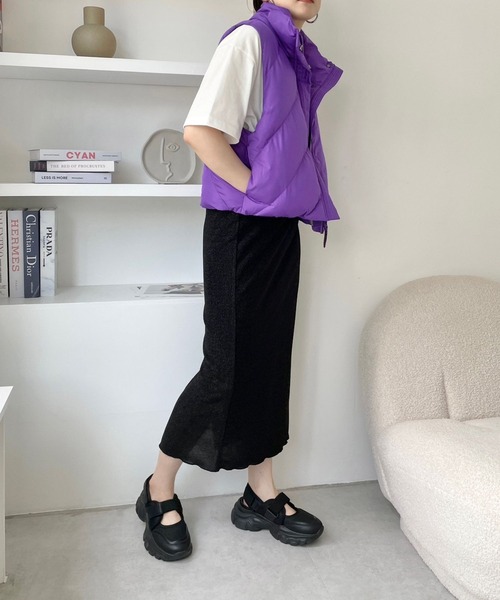 LOWRYS FARM（ローリーズファーム）の「ナカワタショートベスト  906763（ベスト・レディース・アイボリー/パープル/ブラック・FREE）」の11枚目の写真