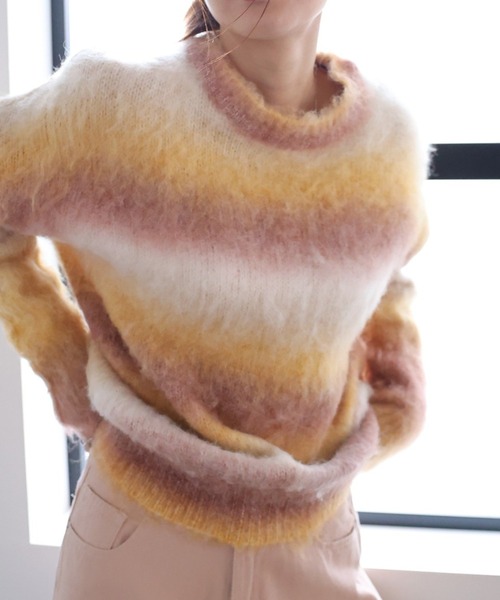 Girly Doll(ガーリードール)の「グラデーションニット(ニット/セーター・レディース・ブラウン/ブルー/ピンク/グリーン・F)」の5枚目の写真