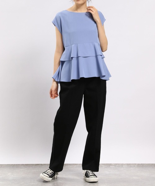 GLOBAL WORK Smile Seed Store（グローバルワーク スマイルシードストア）の「ストレッチタックテーパードデニムパンツ（デニムパンツ・レディース・ブルー系その他5/ブラック/スカイブルー・SMALL/LARGE/MEDIUM）」の8枚目の写真