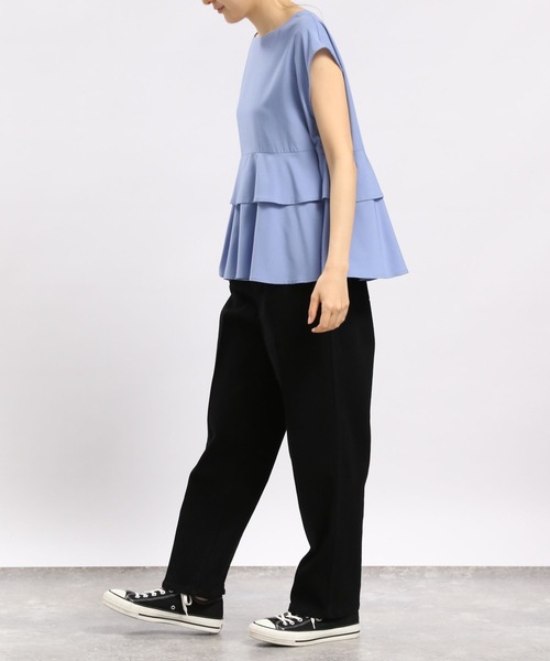 GLOBAL WORK Smile Seed Store（グローバルワーク スマイルシードストア）の「ストレッチタックテーパードデニムパンツ（デニムパンツ・レディース・ブルー系その他5/ブラック/スカイブルー・SMALL/LARGE/MEDIUM）」の9枚目の写真