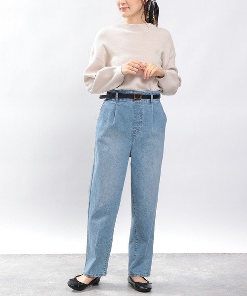 GLOBAL WORK Smile Seed Store（グローバルワーク スマイルシードストア）の「ストレッチタックテーパードデニムパンツ（デニムパンツ・レディース・ブルー系その他5/ブラック/スカイブルー・SMALL/LARGE/MEDIUM）」の16枚目の写真