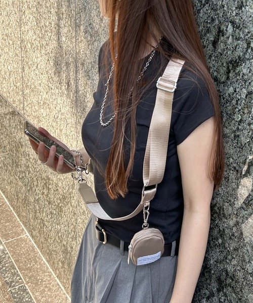 セール】ポーチ付きベルトストラップスマホショルダー（スマホグッズ