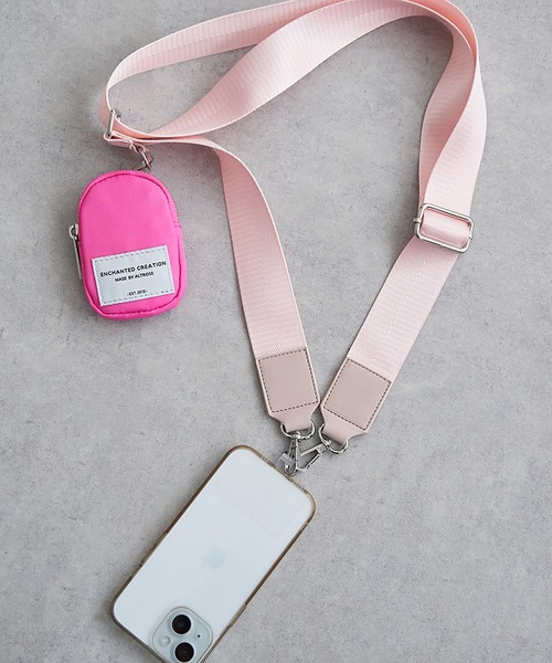 セール】ポーチ付きベルトストラップスマホショルダー（スマホグッズ