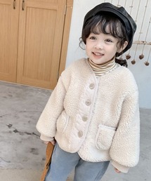 Bambin（ボンバン）の「【 Bambin / ボンバン 】 ボア ノーカラー ジャケット / ブルゾン（ノーカラージャケット・キッズ）」