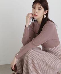 PROPORTION BODY DRESSING | リブケーブル千鳥ドッキングニットワンピース / 1213240025(ワンピース)