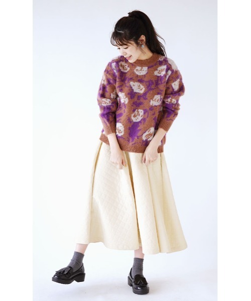 zootie(ズーティー)の「花柄シャギー ジャガードニット(ニット/セーター・レディース・ブラウン系その他・フリー)」の2枚目の写真