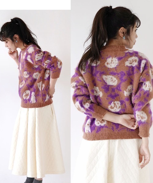 zootie(ズーティー)の「花柄シャギー ジャガードニット(ニット/セーター・レディース・ブラウン系その他・フリー)」の3枚目の写真