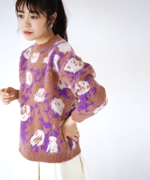 zootie(ズーティー)の「花柄シャギー ジャガードニット(ニット/セーター・レディース・ブラウン系その他・フリー)」の6枚目の写真