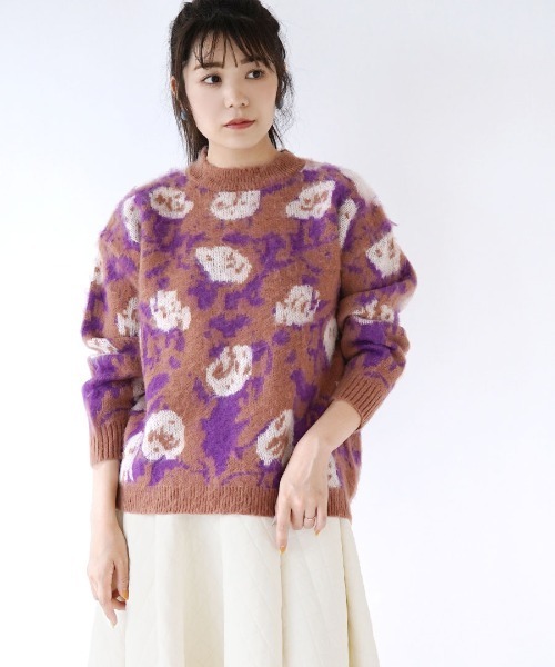 zootie(ズーティー)の「花柄シャギー ジャガードニット(ニット/セーター・レディース・ブラウン系その他・フリー)」の7枚目の写真