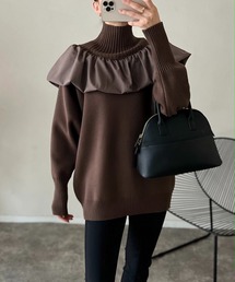 バルーンカラーニットプルオーバー