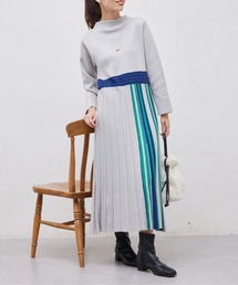 Chez toi | ストライプ切替ニットワンピ―ス(ワンピース)