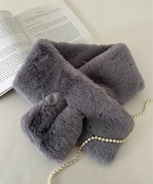 prose verse（プロズヴェール）の「ファーティペット（マフラー・レディース・モカ/グレー/アイボリー/ライトベージュ・ﾌﾘ-）」の3枚目の写真