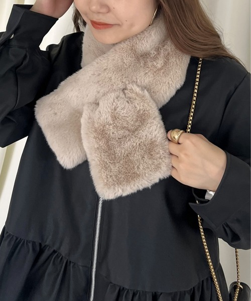 prose verse（プロズヴェール）の「ファーティペット（マフラー・レディース・モカ/グレー/アイボリー/ライトベージュ・ﾌﾘ-）」の5枚目の写真