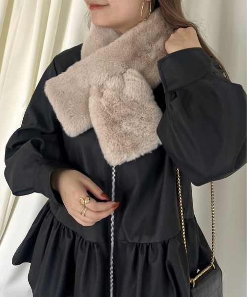 prose verse（プロズヴェール）の「ファーティペット（マフラー・レディース・モカ/グレー/アイボリー/ライトベージュ・ﾌﾘ-）」の7枚目の写真