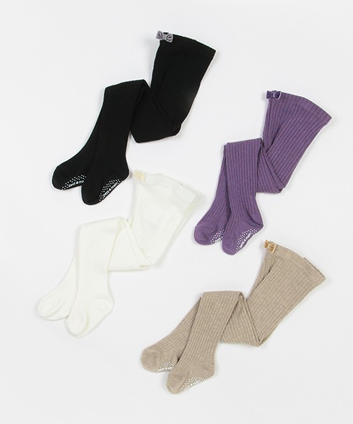 petit main（プティマイン）の「ウール混リブタイツ（ソックス/靴下・キッズ・オフホワイト/ベージュ/パープル/ブラック・90cm/100cm/110cm/120cm/130cm）」の5枚目の写真