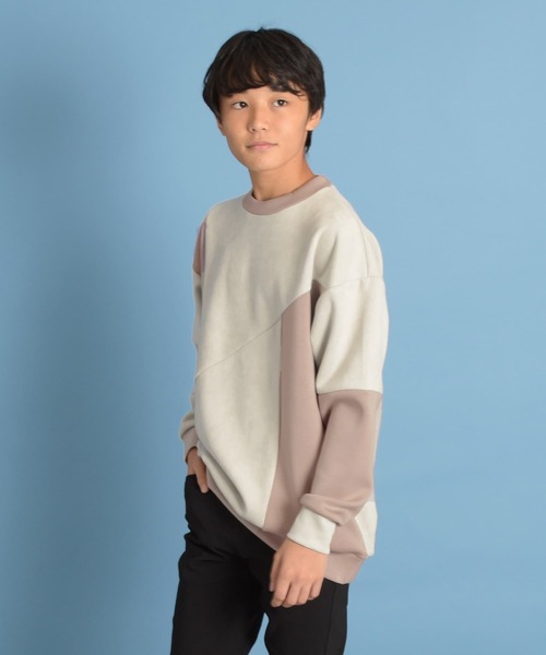 GLAZOS(グラソス)の「フェイクスエード・切り替えクルーネックプルオーバー(その他トップス・キッズ・ベージュ/グレー・140cm/150cm/160cm/170cm)」の2枚目の写真
