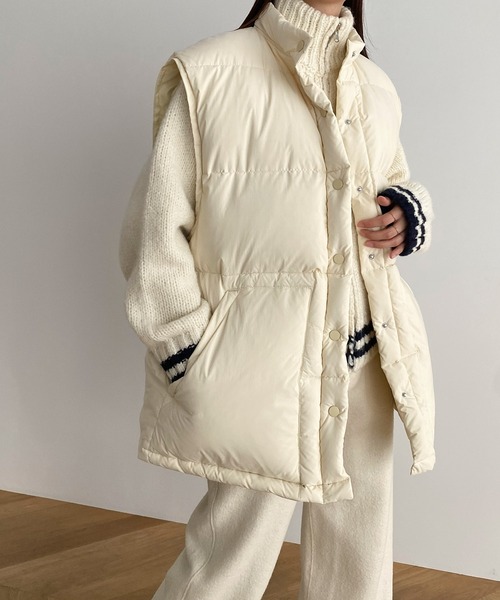 CANAL JEAN（キャナルジーン）の「RED CHOP WORKS　オーバーサイズダウンベスト（ダウンベスト・レディース・ブラウン/アイボリー/カーキ・ONE SIZE）」の4枚目の写真