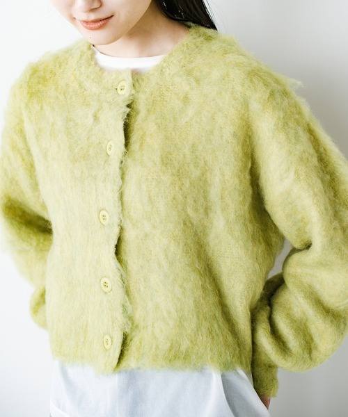 haco!（ハコ）の「猫はかぶれないからそのかわりにコレを！猫みたいにふわふわかわいい猫かぶりニットカーディガン（カーディガン/ボレロ・レディース・ライム/ピンク/ライトブルー・MEDIUM/LARGE/X-LARGE/SMALL）」の7枚目の写真