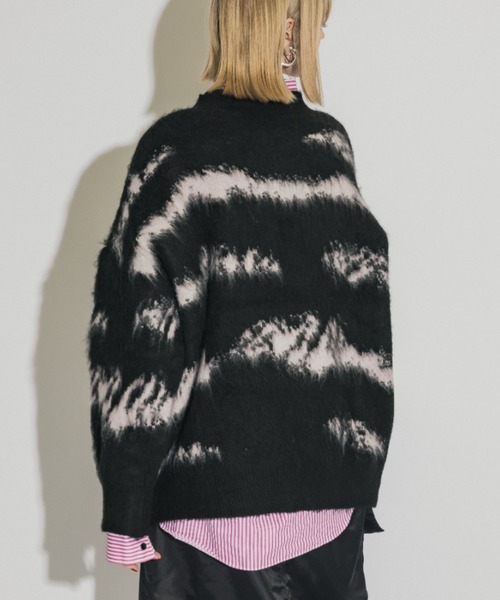 casane（カサネ）の「ヘアリーブリーチニット（ニット/セーター・レディース・ブラック/ホワイト・FREE）」の7枚目の写真